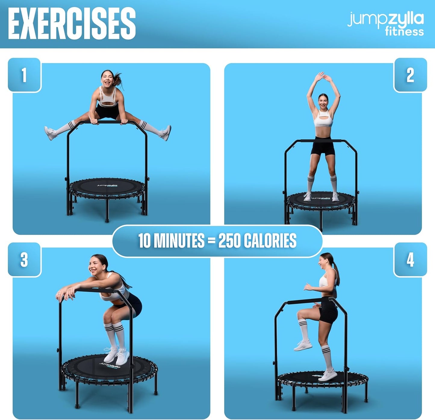 Jumpzylla Rebounder Fitness Trampoline 40" or 48" | Foldable Mini Rebounder for Adults (450 or 550 LBS Capacity)