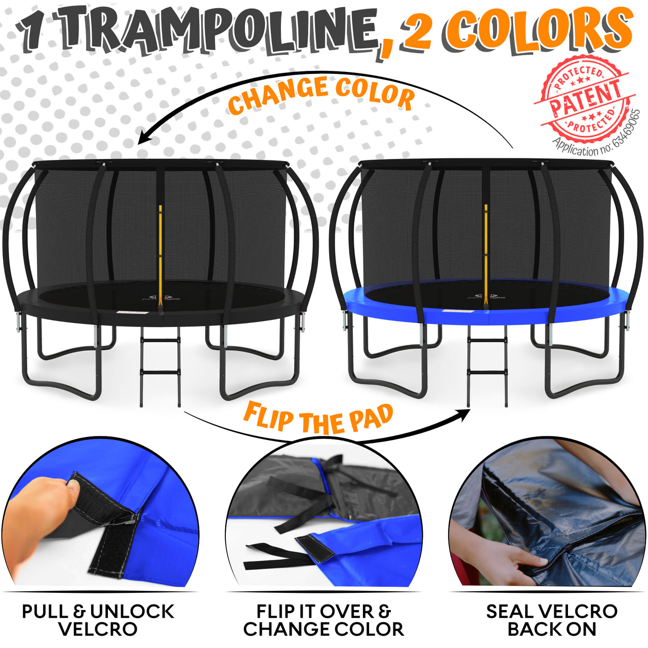 Jumpzylla 16FT Trampoline with Enclosure & Double Color Pad Cover