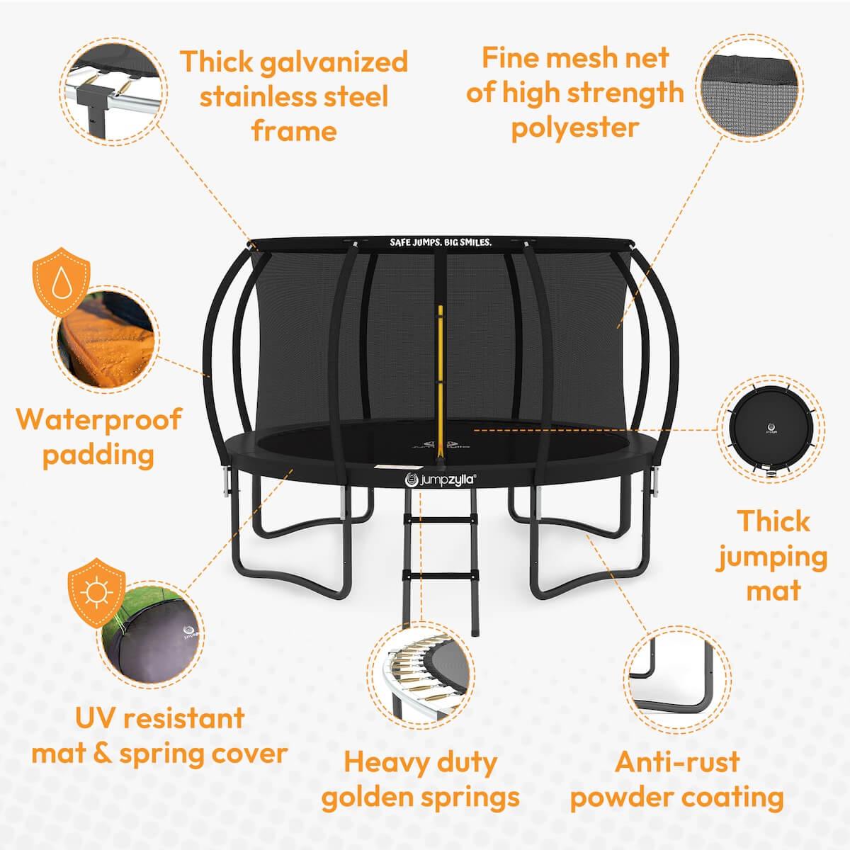 Jumpzylla Premium 10ft Trampoline with Extra Protection | ASTM Safety Certified