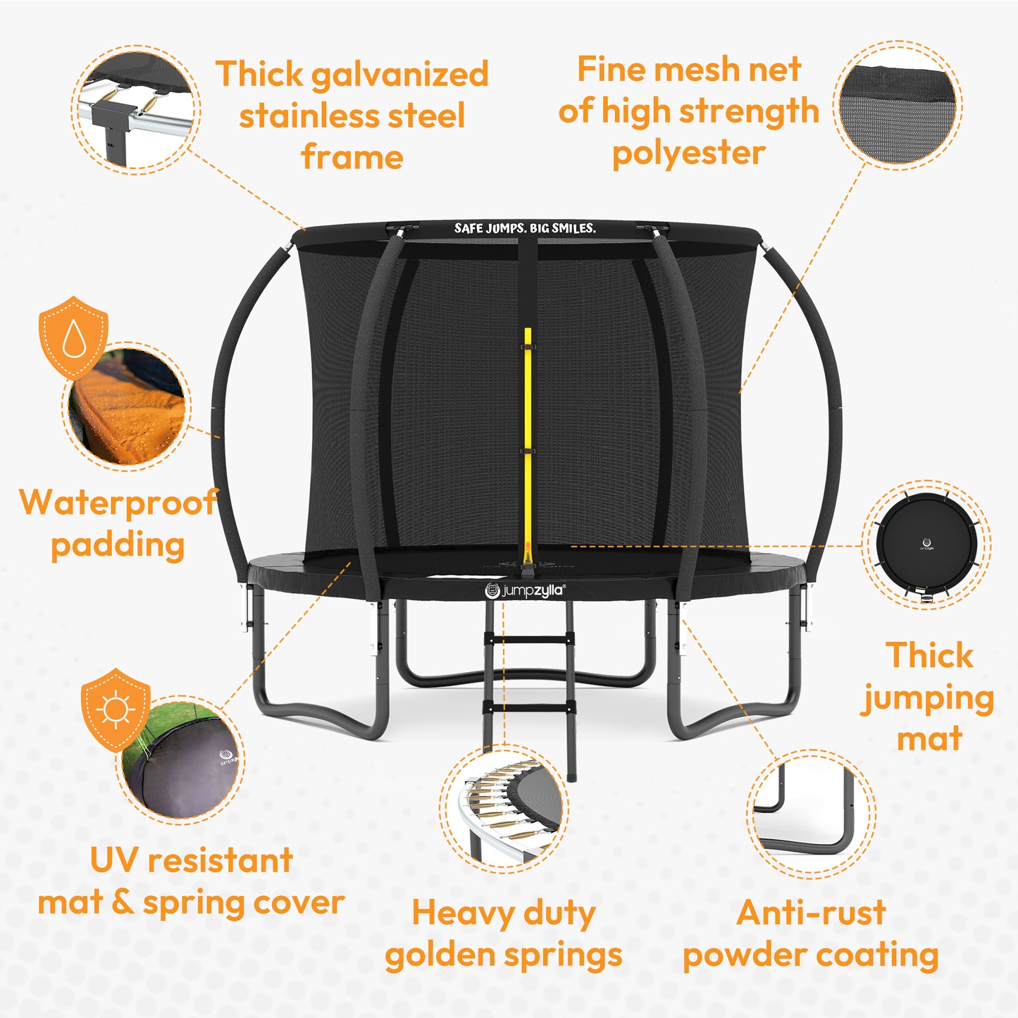 Jumpzylla 8FT Trampoline with Enclosure & Double Color Pad Cover