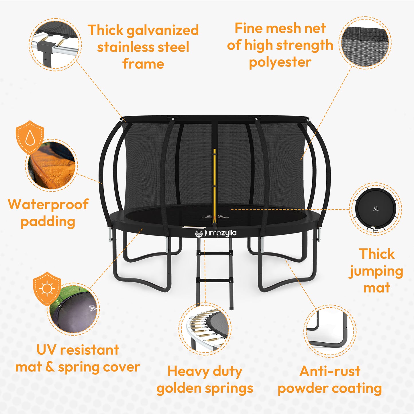 Jumpzylla 10FT Trampoline with Enclosure & Double Color Pad Cover