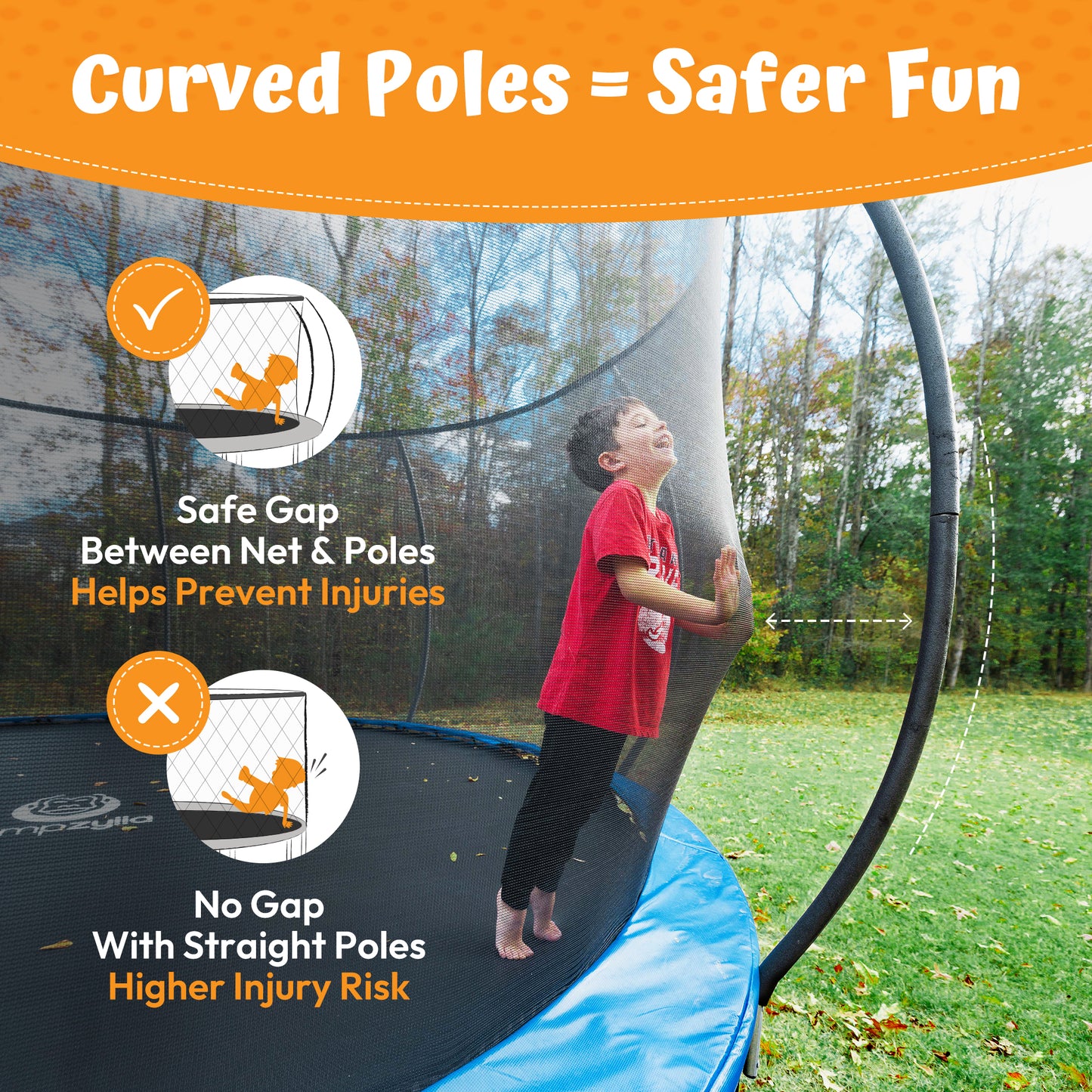 Jumpzylla 10FT Trampoline with Enclosure & Double Color Pad Cover