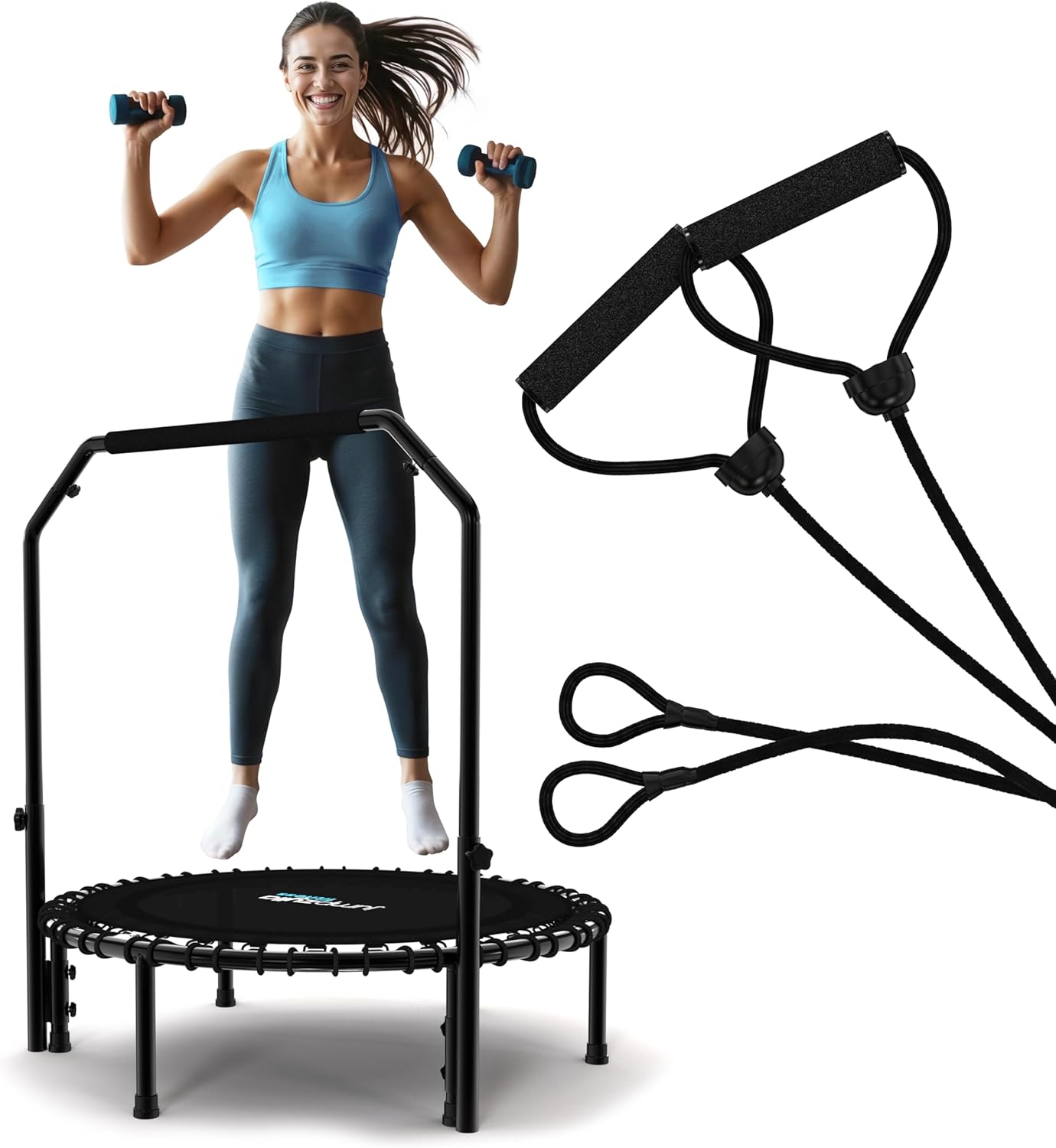 Jumpzylla Rebounder Fitness Trampoline 40" or 48" | Foldable Mini Rebounder for Adults  (450 or 550 LBS Capacity)