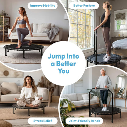 Jumpzylla Rebounder Fitness Trampoline 40" or 48" | Foldable Mini Rebounder for Adults  (450 or 550 LBS Capacity)