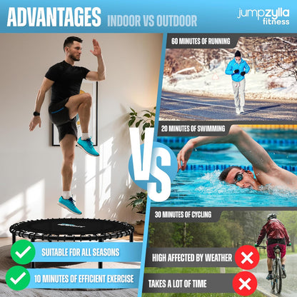 Jumpzylla Rebounder Fitness Trampoline 40" or 48" | Foldable Mini Rebounder for Adults  (450 or 550 LBS Capacity)