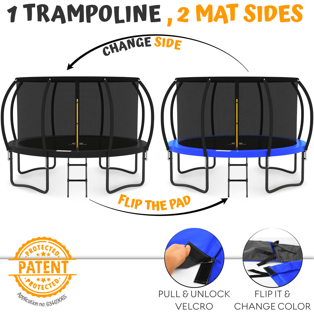 Jumpzylla 15FT Trampoline with Enclosure & Double Color Pad Cover