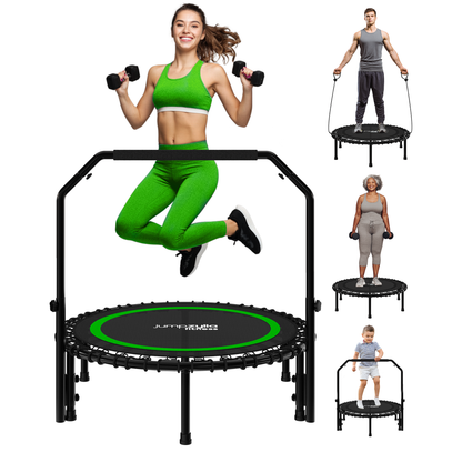 Rebounder Fitness Trampoline With Bungee Cords | ASTM Certified | Foldable | 450 lbs limit