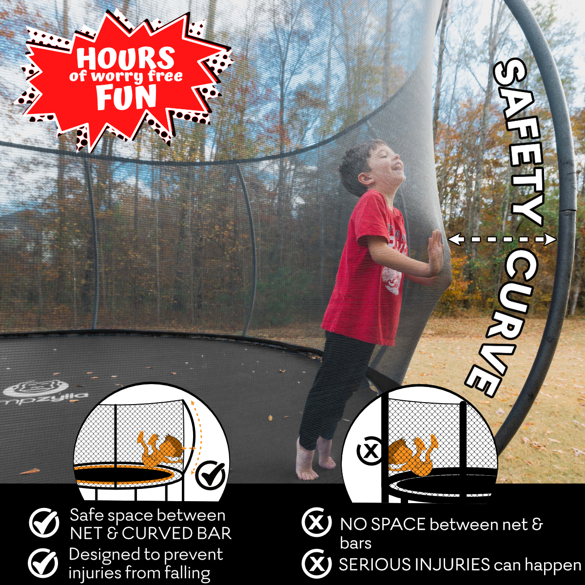 Jumpzylla 8FT Trampoline with Enclosure & Double Color Pad Cover