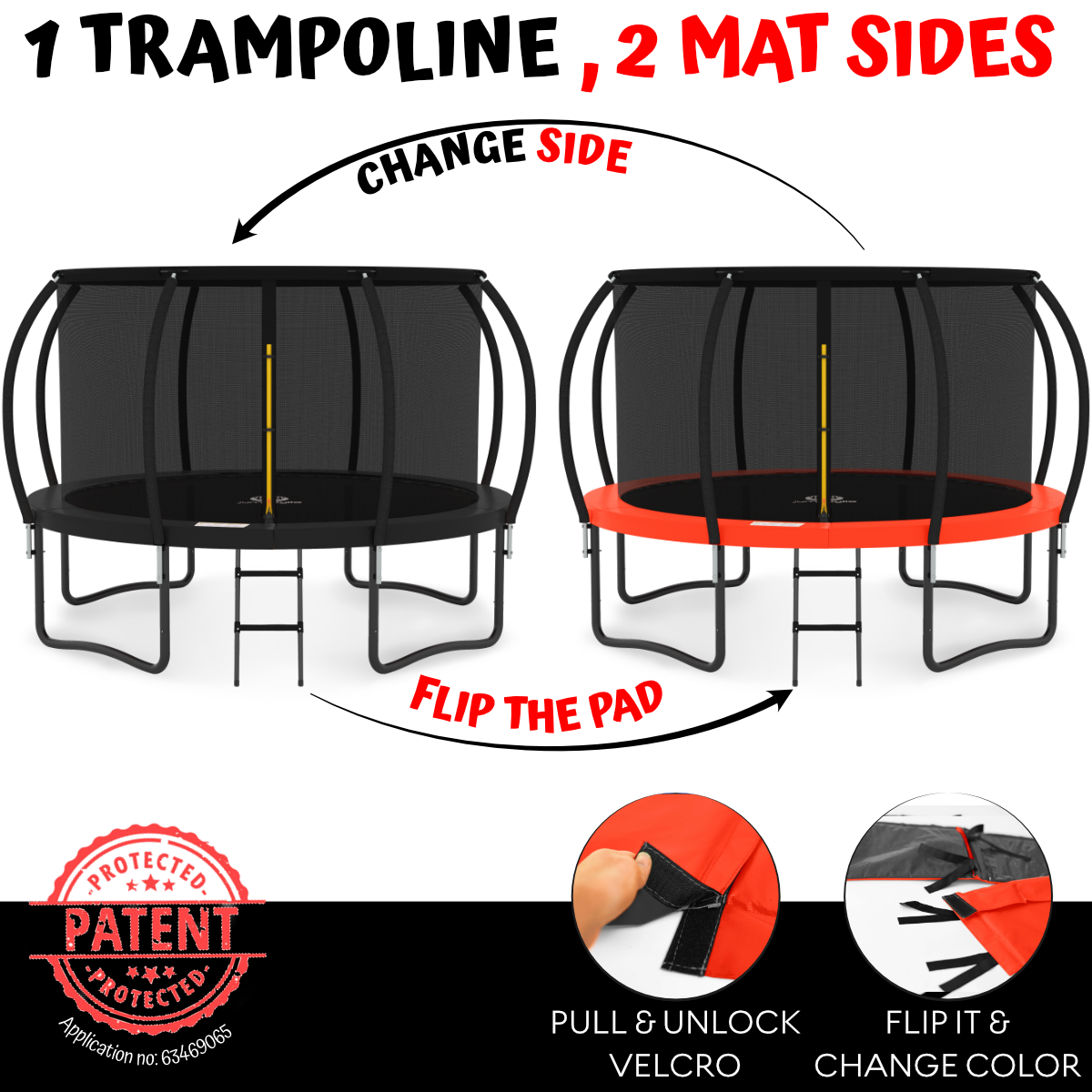 Jumpzylla 8FT Trampoline with Enclosure & Double Color Pad Cover