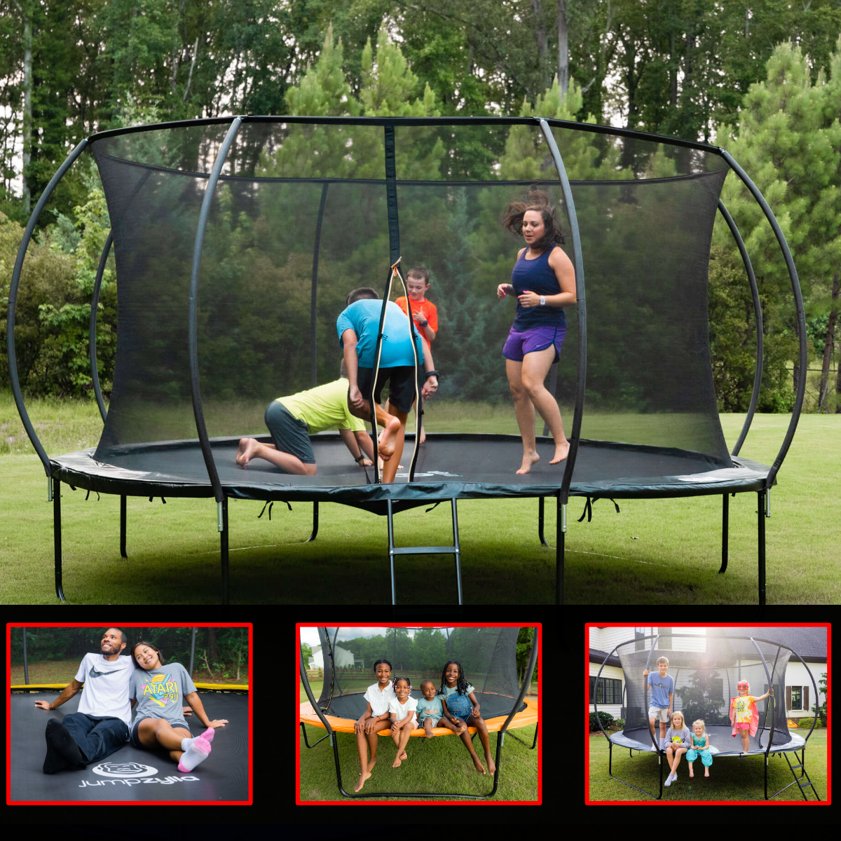 Jumpzylla 8FT Trampoline with Enclosure & Double Color Pad Cover